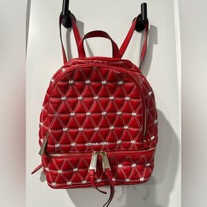 Michael Kors Rhea Red Quilted Backpack